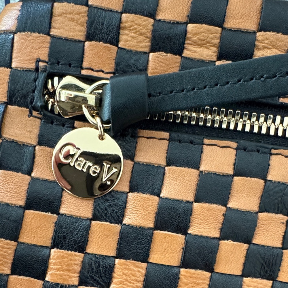 BNWT Clare V Black and Tan Checkered Grande Fanny RARE colorway Crossbody Bag - Picture 2 of 5